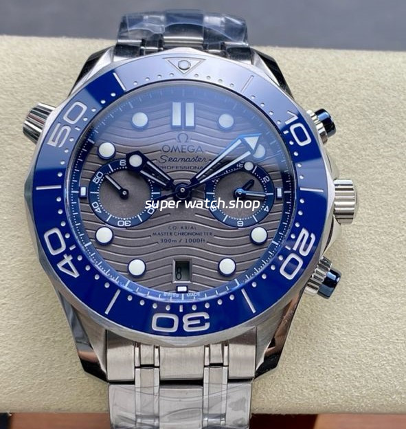 N1 Factory Omega Seamaster Diver 300M Co-Axial Chronometer Chronograph 210.30.44.51.06.001 44mm Full Steel Strap Grey Dial