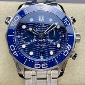 N1 Factory Omega Seamaster Diver 300M Co-Axial Chronometer Chronograph 210.30.44.51.03.001 44mm Full Steel Strap Blue Dial