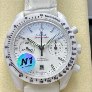 N1 Factory Omega Speedmaster 311.93.44.51.04.002 44mm Ceramic Leather Strap White Dial