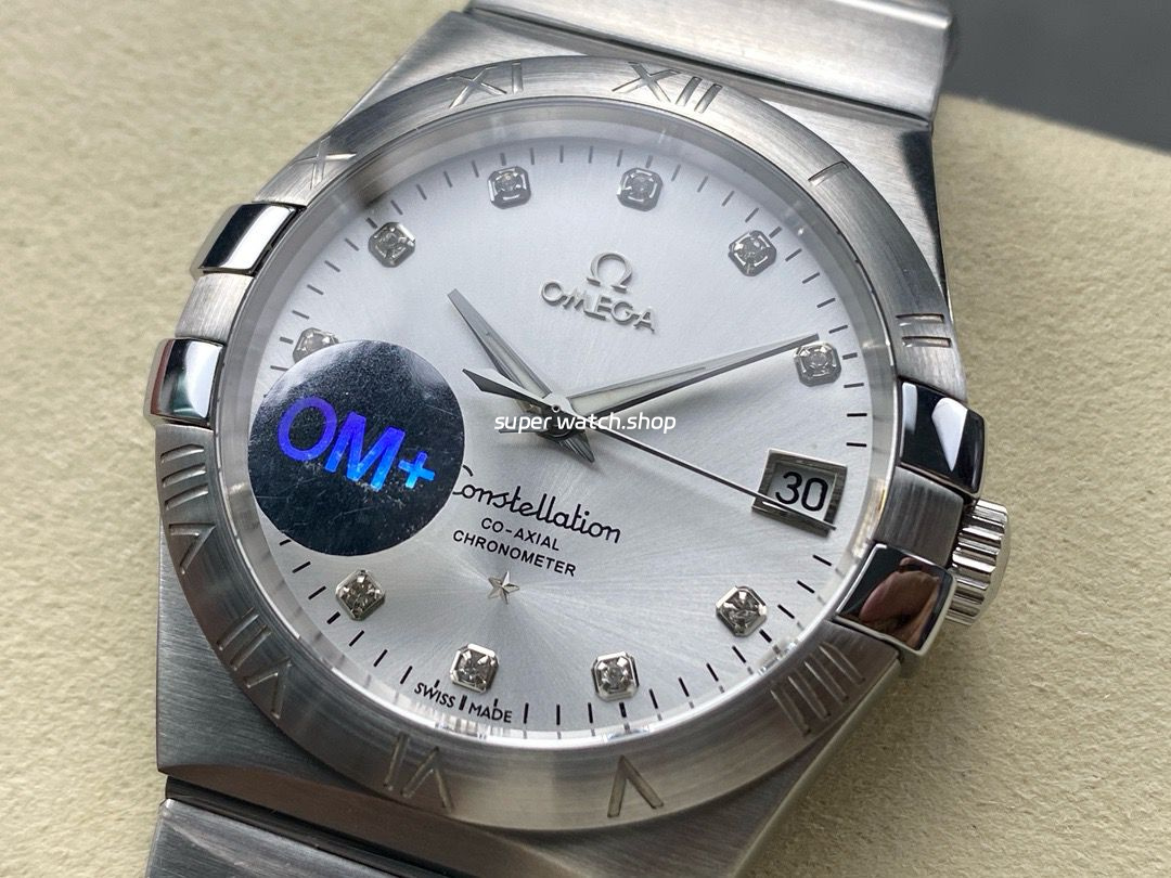 OM+ Factory Omega Constellation Men 123.10.38.21.52.001 38mm Full Steel Diamond Silver Dial - Image 3
