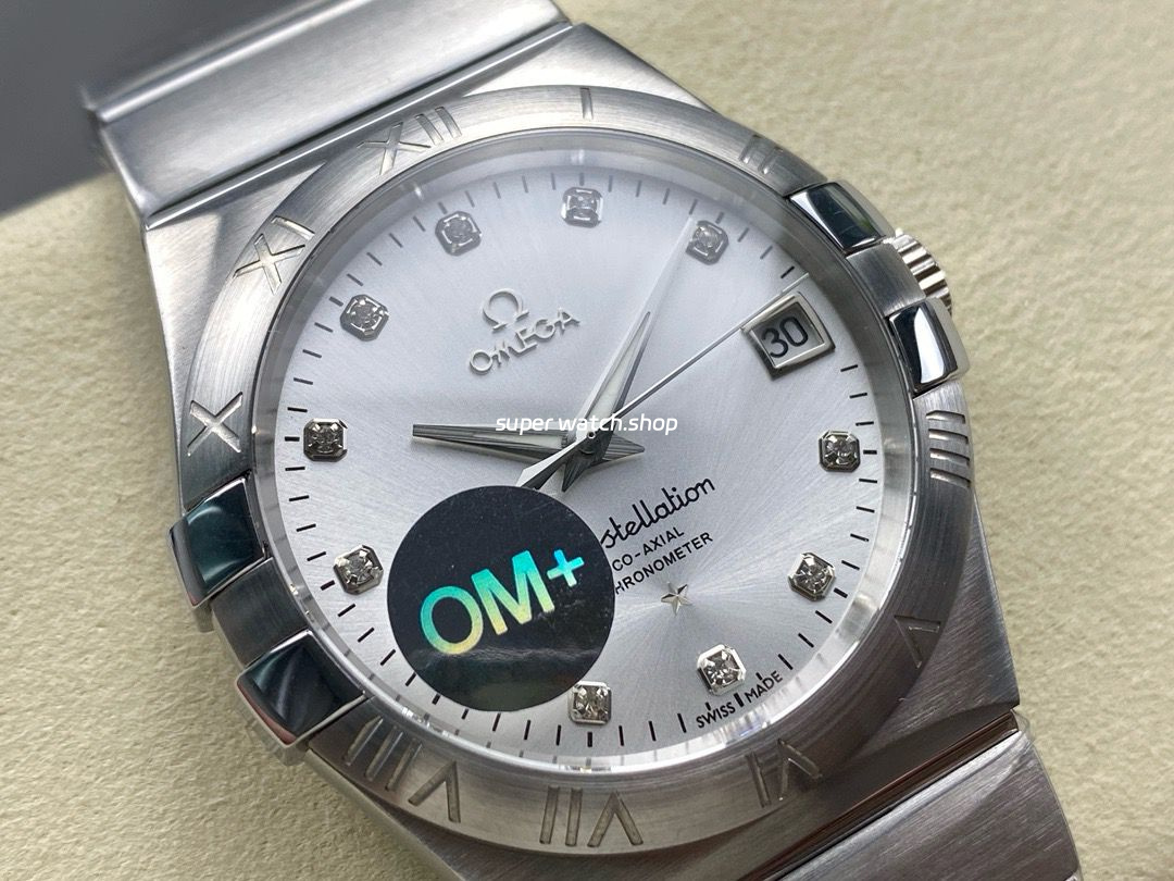 OM+ Factory Omega Constellation Men 123.10.38.21.52.001 38mm Full Steel Diamond Silver Dial - Image 2
