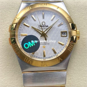 OM+ Factory Omega Constellation Men 123.20.38.21.02.009 38mm Gold Steel Silver Dial