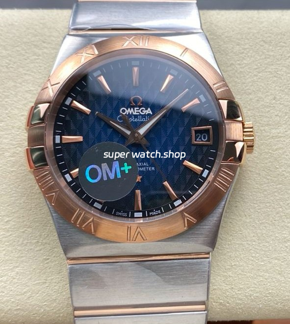 OM+ Factory Omega Constellation Men 123.20.38.21.03.001 38mm Rose Gold Steel Blue Dial