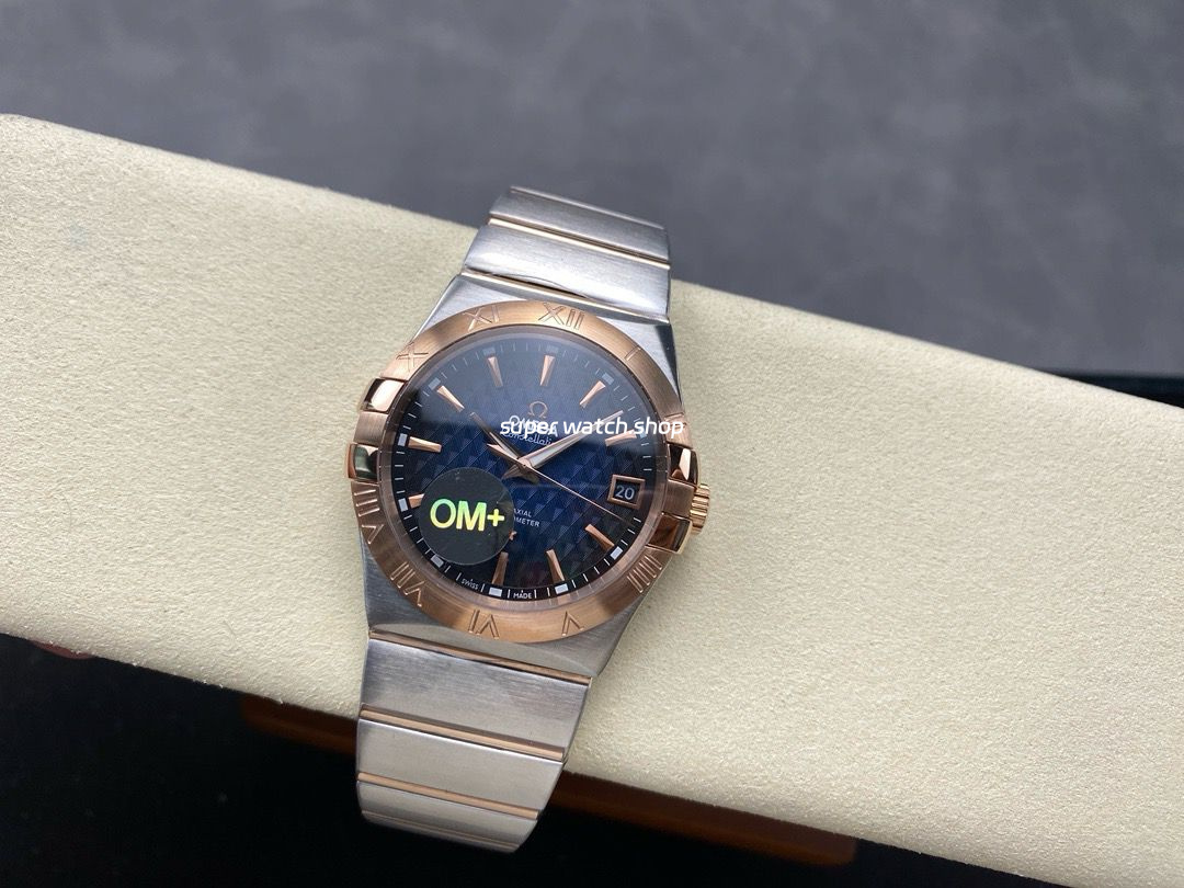 OM+ Factory Omega Constellation Men 123.20.38.21.03.001 38mm Rose Gold Steel Blue Dial - Image 5