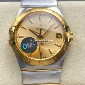 OM+ Factory Omega Constellation Men 123.20.38.21.08.001 38mm Gold Steel Champagne Dial