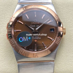OM+ Factory Omega Constellation Men 38mm Rose Gold Steel Brown Dial
