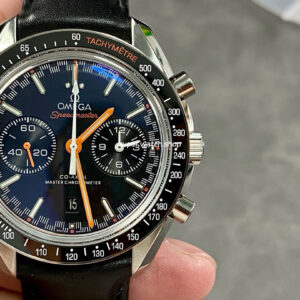 OM Factory Omega Speedmaster Racing 329.32.44.51.01.001 44mm Steel Leather Strap Black Dial