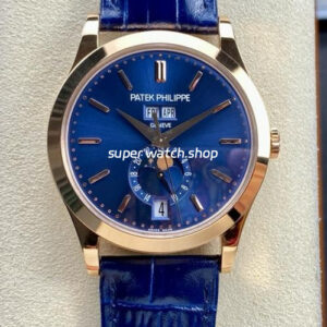 PPF Factory Patek Philippe Annual Calendar 5396R-014 38mm Rose Gold Leather Strap Blue Dial
