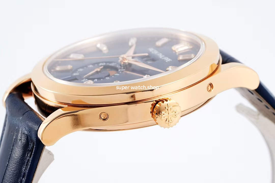 PPF Factory Patek Philippe Annual Calendar 5396R-015 Rose Gold Baguette Diamond Blue Dial - Image 8