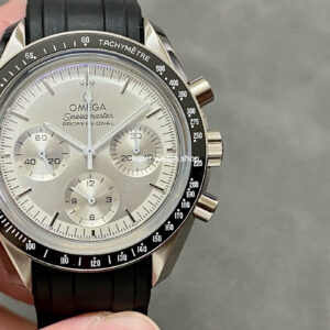 RM Factory Omega Speedmaster Professional Moonwatch 310.63.42.50.02.001 Steel Rubber Strap Silver Dial