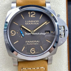TTF Factory Panerai Luminor Marina 1950 3 Days Automatic PAM 01351 Titanium Leather Strap Arabic Numerals Black Dial