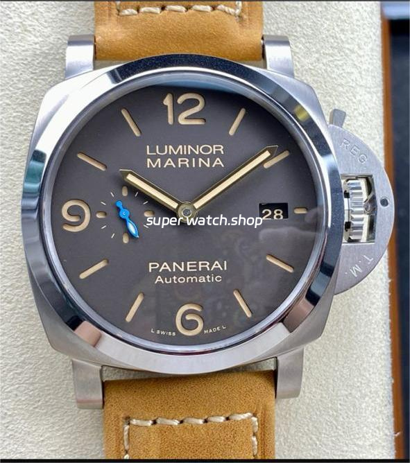 TTF Factory Panerai Luminor Marina 1950 3 Days Automatic PAM 01351 Titanium Leather Strap Arabic Numerals Black Dial