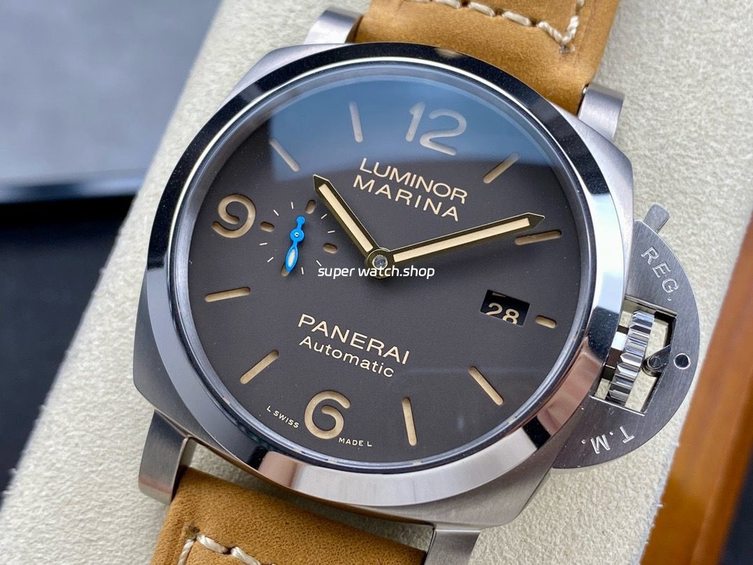 TTF Factory Panerai Luminor Marina 1950 3 Days Automatic PAM 01351 Titanium Leather Strap Arabic Numerals Black Dial - Image 3