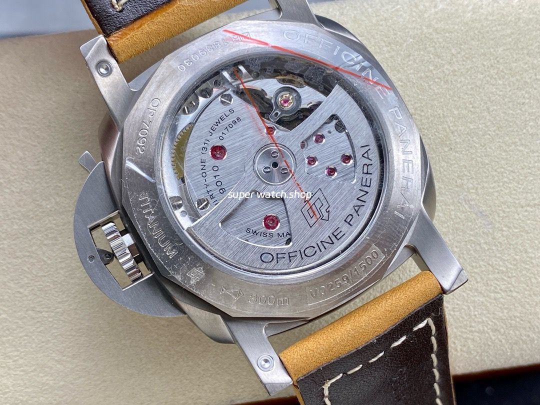 TTF Factory Panerai Luminor Marina 1950 3 Days Automatic PAM 01351 Titanium Leather Strap Arabic Numerals Black Dial - Image 7