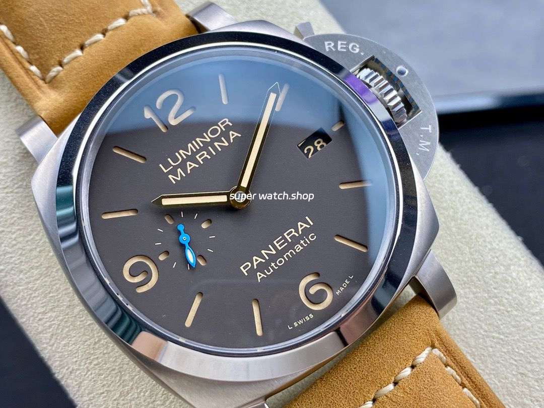TTF Factory Panerai Luminor Marina 1950 3 Days Automatic PAM 01351 Titanium Leather Strap Arabic Numerals Black Dial - Image 2