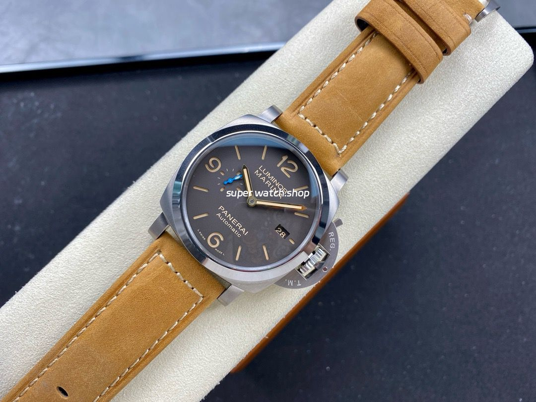 TTF Factory Panerai Luminor Marina 1950 3 Days Automatic PAM 01351 Titanium Leather Strap Arabic Numerals Black Dial - Image 4