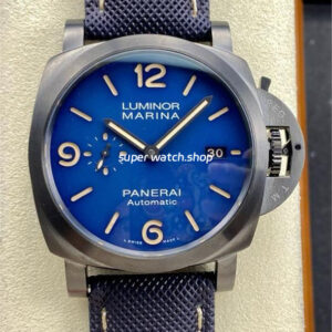 TTF Factory Panerai Luminor Marina PAM 1021 Titanium Textile Strap Arabic Numerals Blue Dial