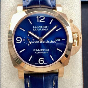 TTF Factory Panerai Luminor Marina PAM01112 Rose Gold Leather Strap Arabic Numerals Blue Dial