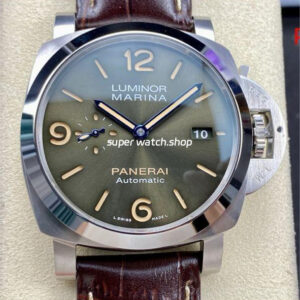 TTF Factory Panerai Luminor Marina PAM01116 Steel Leather Strap Arabic Numerals Olive Green Dial