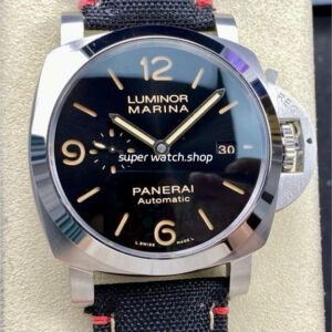 TTF Factory Panerai Luminor Marina PAM1025 Steel Textile Strap Arabic Numerals Black Dial