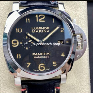 TTF Factory Panerai Luminor Marina PAM910 Steel Leather Strap Arabic Numerals Black Dial