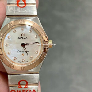 TW Factory Omega Constellation Quartz 123.20.27.60.55.001 27mm Roman Number Rose Gold Bezel Half Rose Gold/Steel， Diamond&Mother Of Pearl Dial