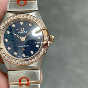 TW Factory Omega Constellation Quartz 131.25.25.60.53.002 27mm Roman Number Rose Gold Bezel Half Rose Gold Steel Diamond Gypsophila Blue Dial