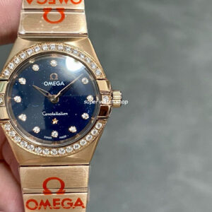 TW Factory Omega Constellation Quartz 131.55.25.60.53.002 27mm Diamond Bezel Full Rose Gold Diamond Gypsophila Blue Dial
