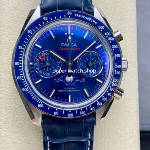 TW Factory Omega Speedmaster Moonphase 304.33.44.52.03.001 44.25mm Steel Leather Strap Blue Dial