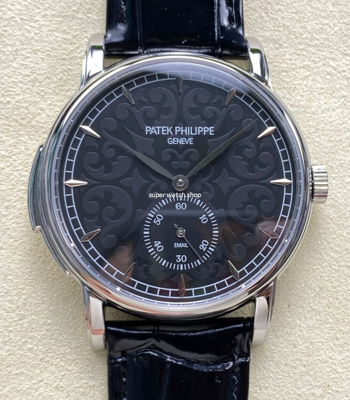 TW Factory Patek Philippe Calatrava 5078G-010 40mm Steel Calfskin Strap Black Dial