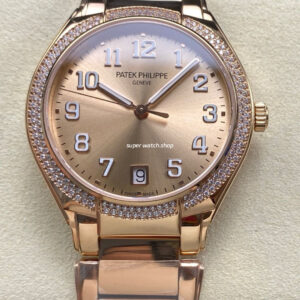 TW Factory Patek Philippe Twenty~4 7300/1200R-001 Rose Gold Diamond Bezel Brown Dial