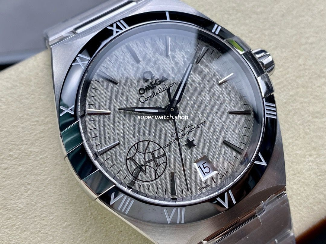 V+ Factory Omega Constellation 131.30.41.21.99.001 41mm Black Ceramic Bezel Full Steel Grey Dial - Image 2