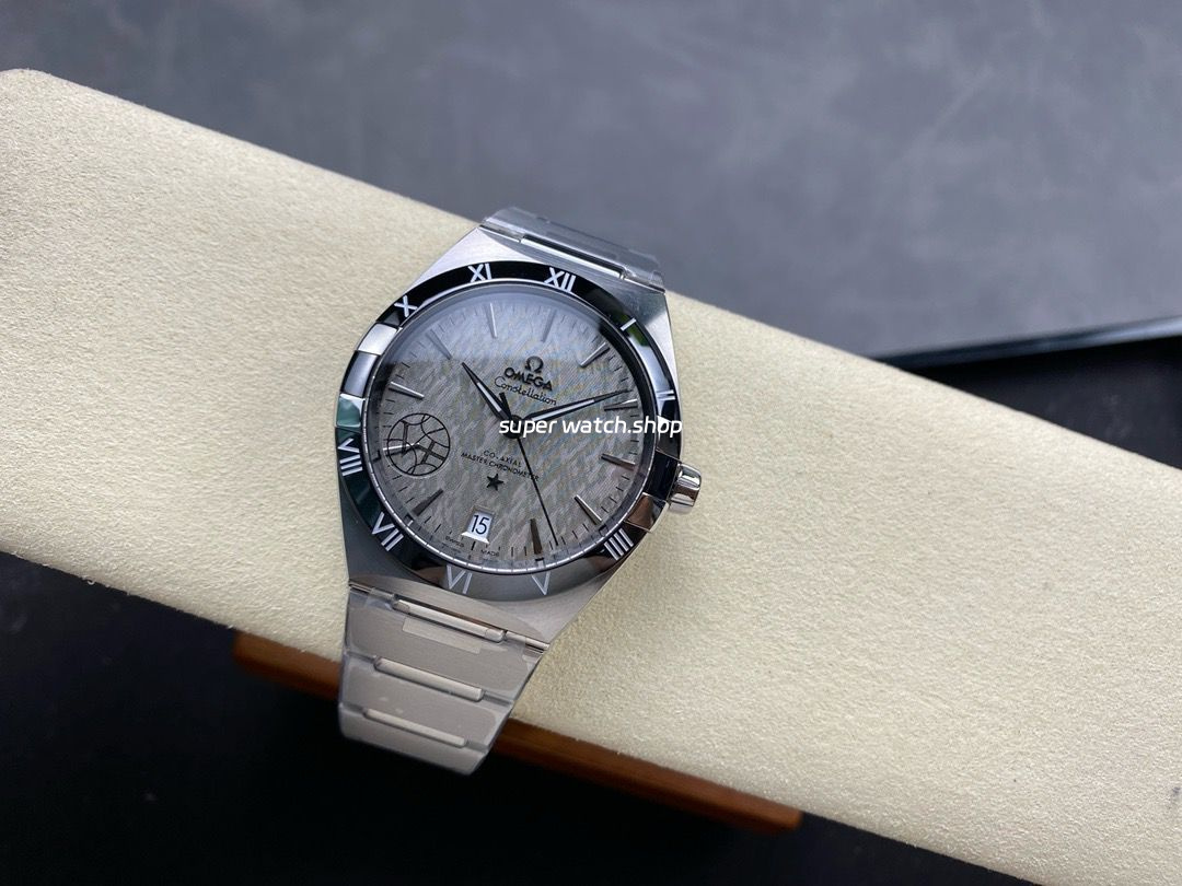 V+ Factory Omega Constellation 131.30.41.21.99.001 41mm Black Ceramic Bezel Full Steel Grey Dial - Image 4