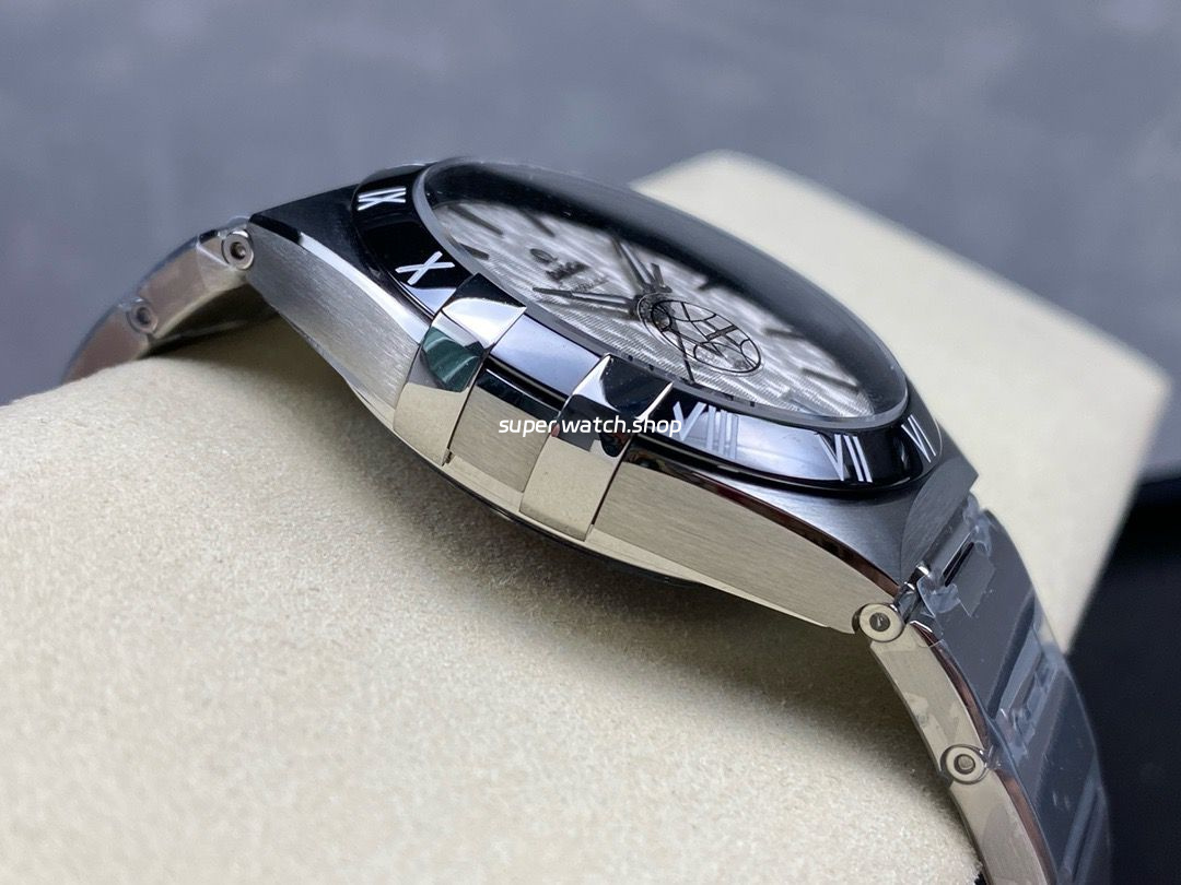 V+ Factory Omega Constellation 131.30.41.21.99.001 41mm Black Ceramic Bezel Full Steel Grey Dial - Image 5