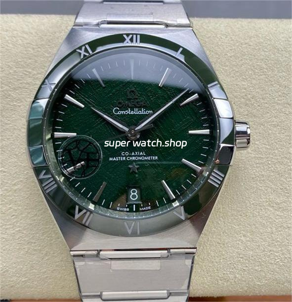 V+ Factory Omega Constellation 131.30.41.21.99.002 41mm Green Ceramic Bezel Full Steel Meteorites Green Dial