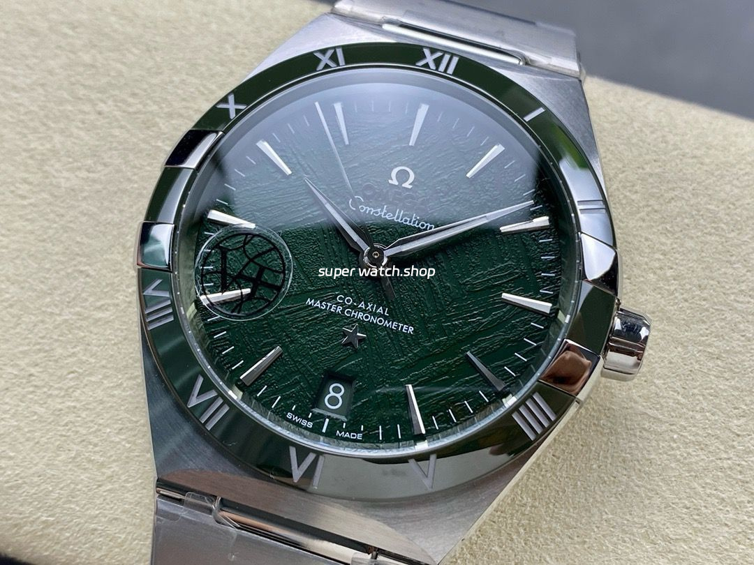 V+ Factory Omega Constellation 131.30.41.21.99.002 41mm Green Ceramic Bezel Full Steel Meteorites Green Dial - Image 3