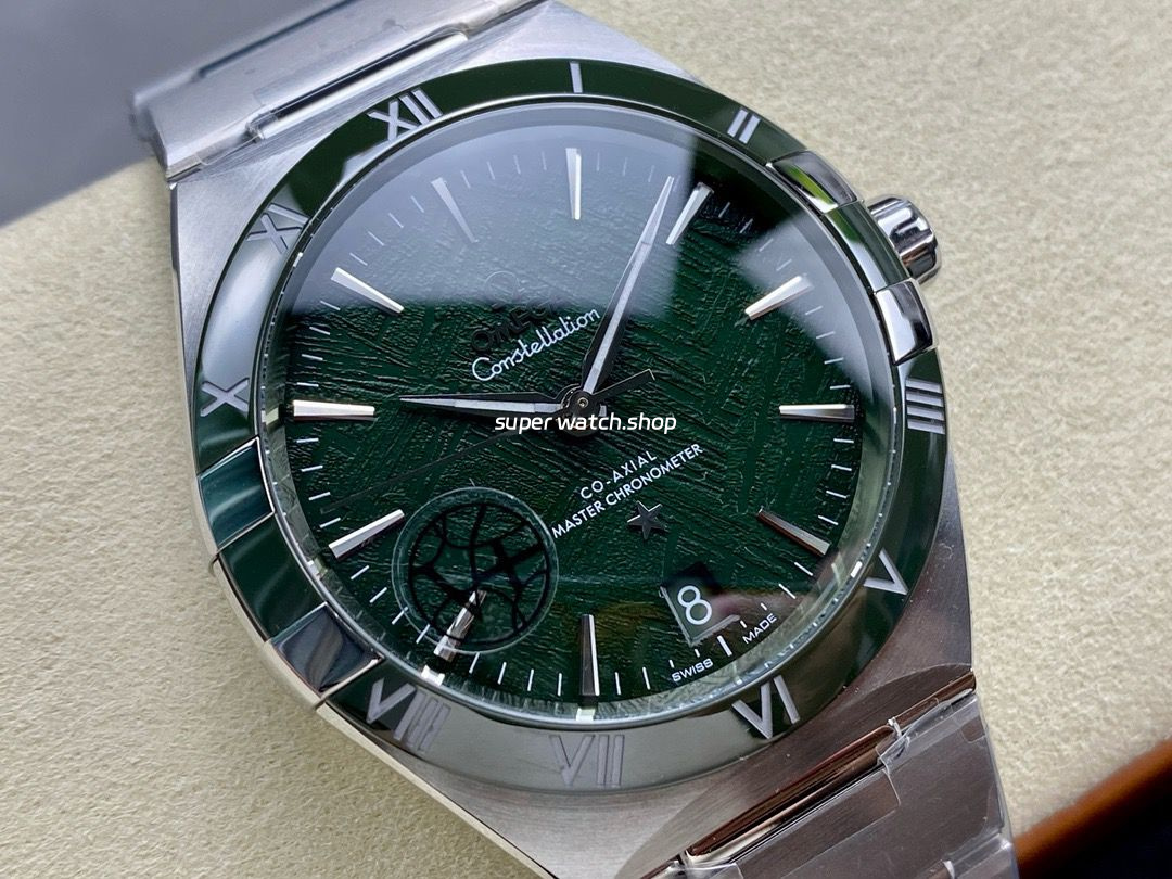 V+ Factory Omega Constellation 131.30.41.21.99.002 41mm Green Ceramic Bezel Full Steel Meteorites Green Dial - Image 2