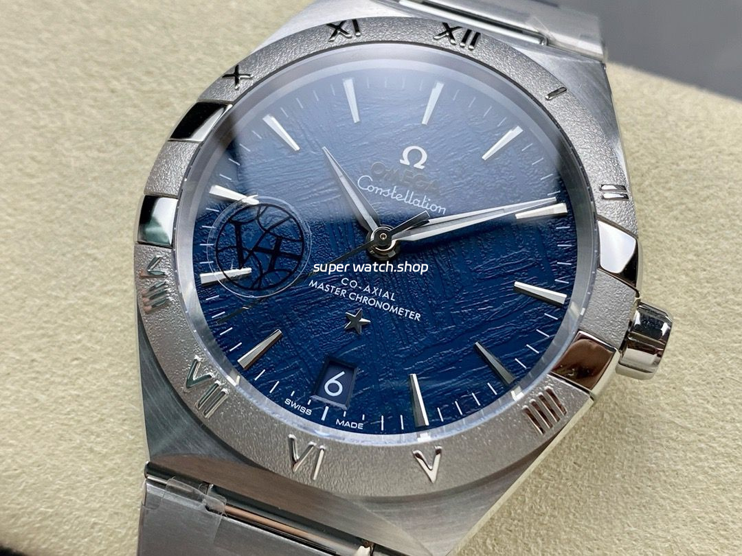V+ Factory Omega Constellation 131.30.41.21.99.003 41mm Silver Titanium Bezel Full Steel Meteorites Blue Dial - Image 3