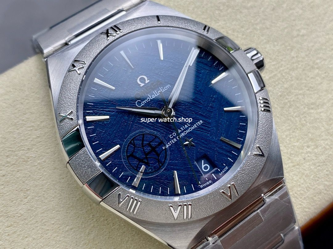 V+ Factory Omega Constellation 131.30.41.21.99.003 41mm Silver Titanium Bezel Full Steel Meteorites Blue Dial - Image 2