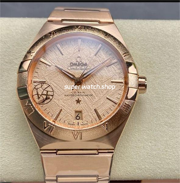 V+ Factory Omega Constellation 131.50.41.21.99.002 41mm Champagne Ceramic Bezel Full Rose Gold Champagne Dial