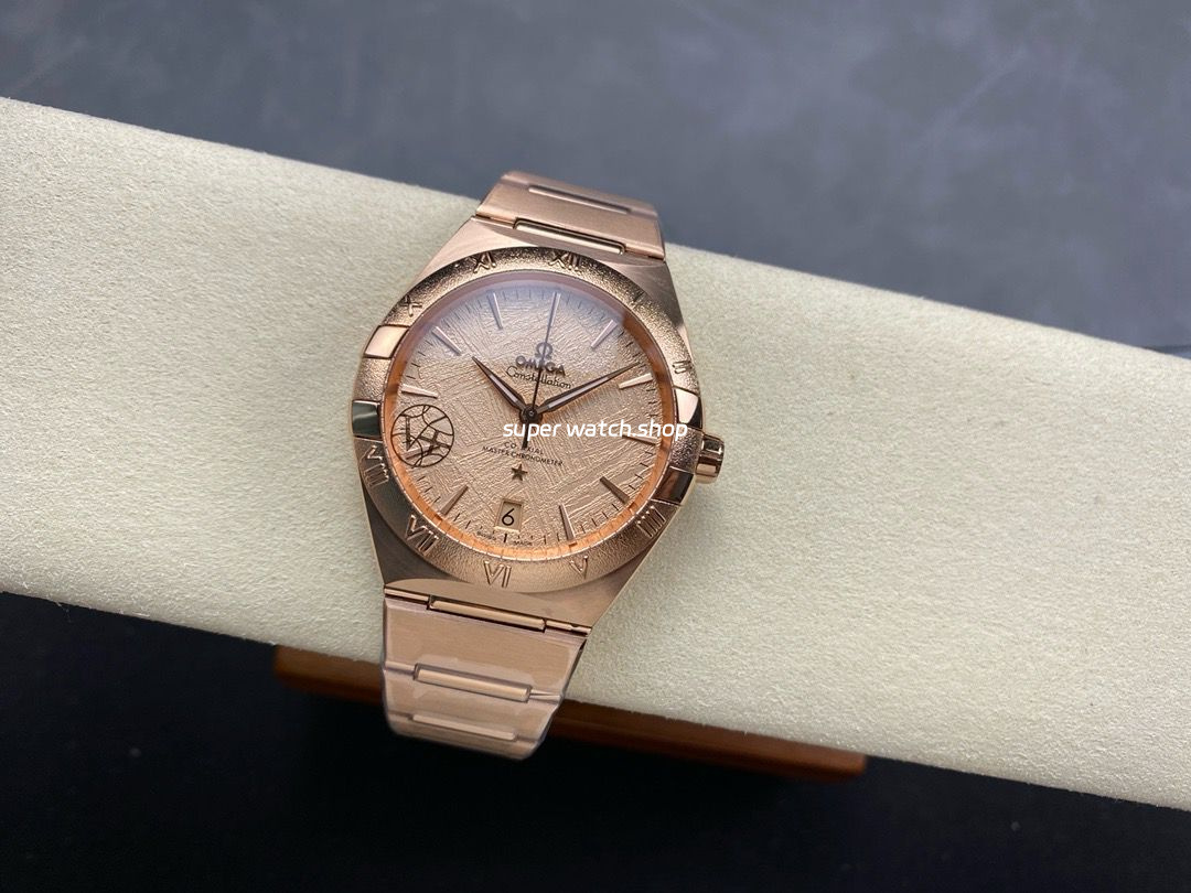V+ Factory Omega Constellation 131.50.41.21.99.002 41mm Champagne Ceramic Bezel Full Rose Gold Champagne Dial - Image 4