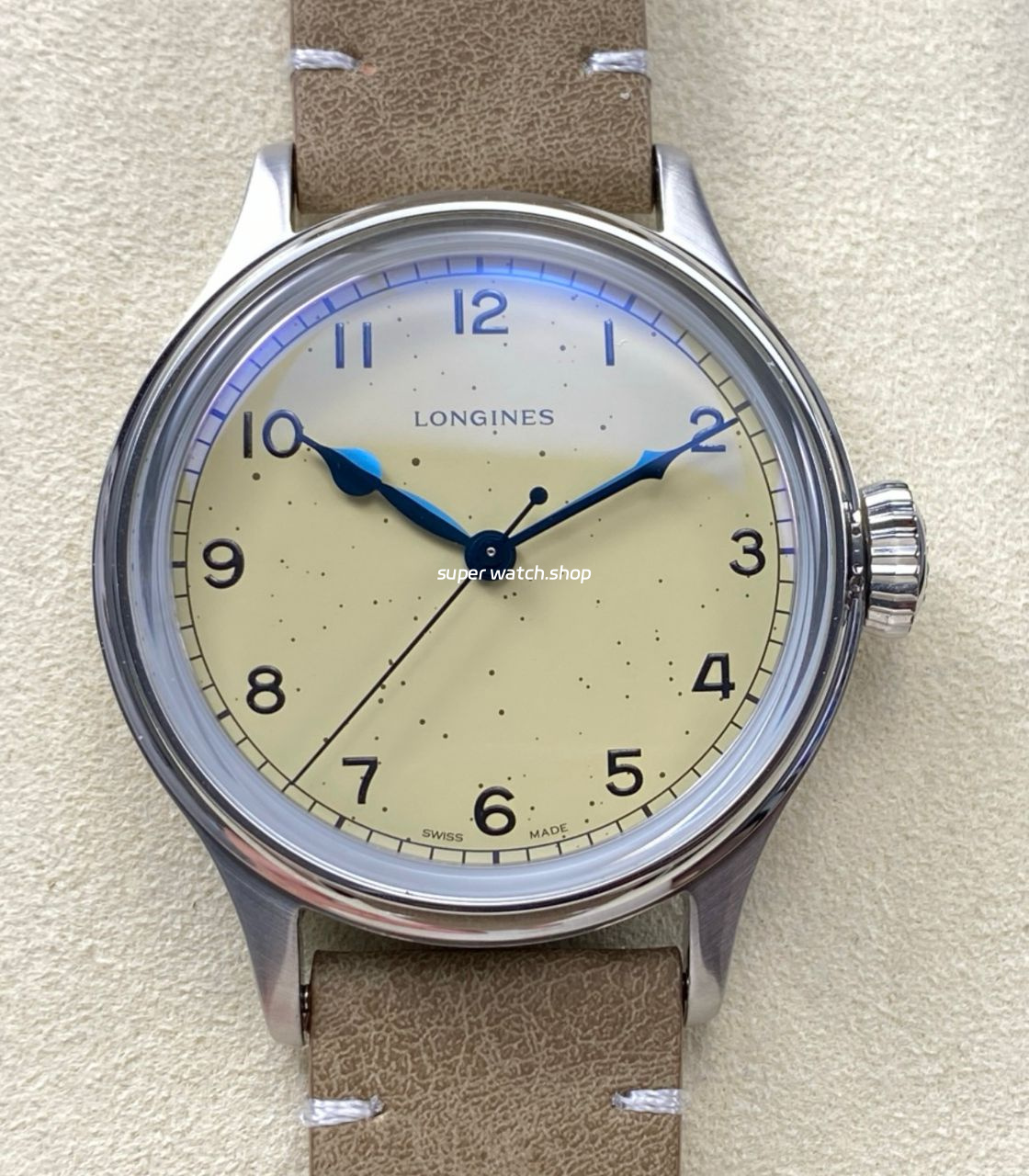 VC+ Factory Longines Heritage L28194932 38.5mm Steel Calf skin Strap Arabic Numerals Yellow Dial