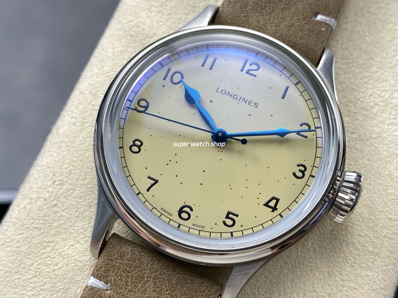 VC+ Factory Longines Heritage L28194932 38.5mm Steel Calf skin Strap Arabic Numerals Yellow Dial - Image 3