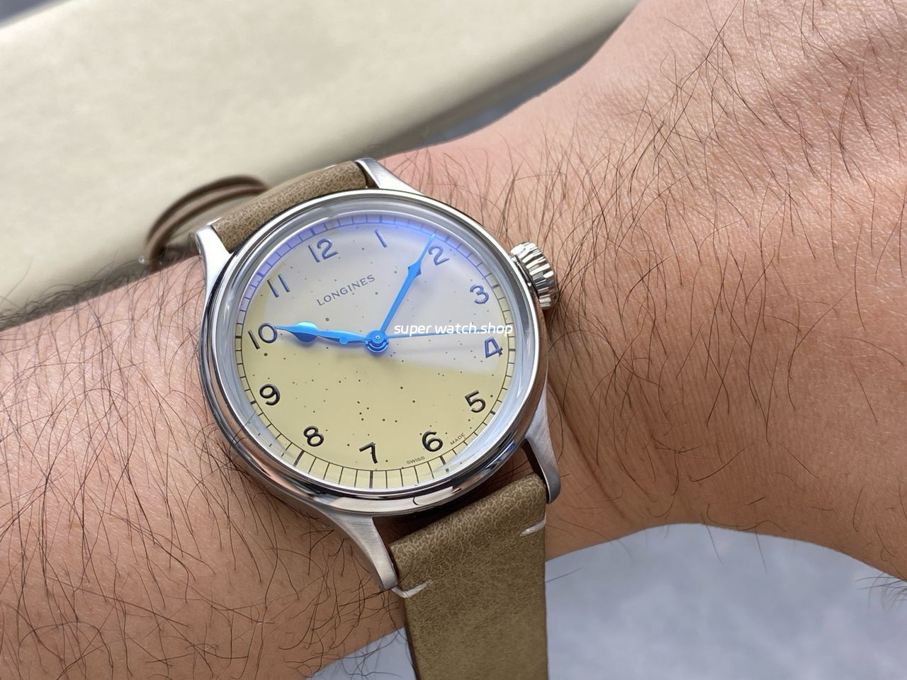 VC+ Factory Longines Heritage L28194932 38.5mm Steel Calf skin Strap Arabic Numerals Yellow Dial - Image 5