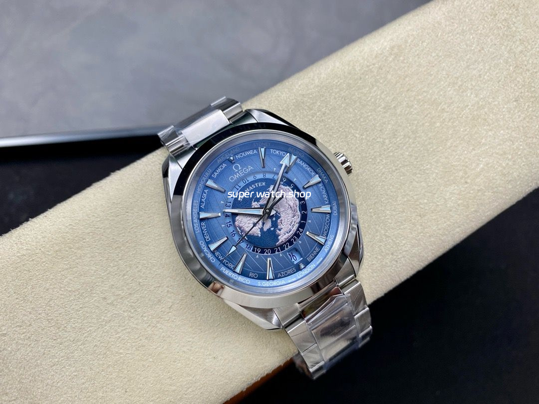 VS Factory Omega Seamaster Aqua Terra Worldtimer 220.10.43.22.03.001 43mm Full Steel Blue Dial - Image 4