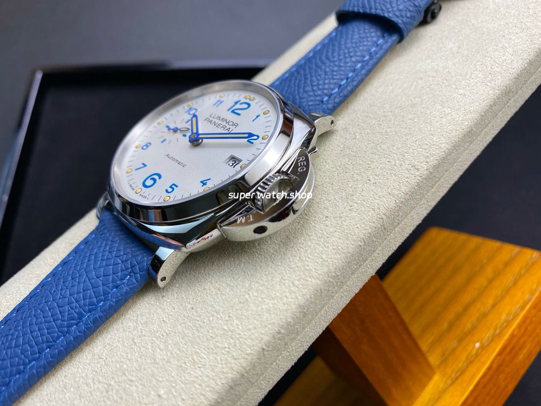 VS Factory Panerai Luminor Due Pam 00906 42mm Steel Leather Strap White Dial - Image 6
