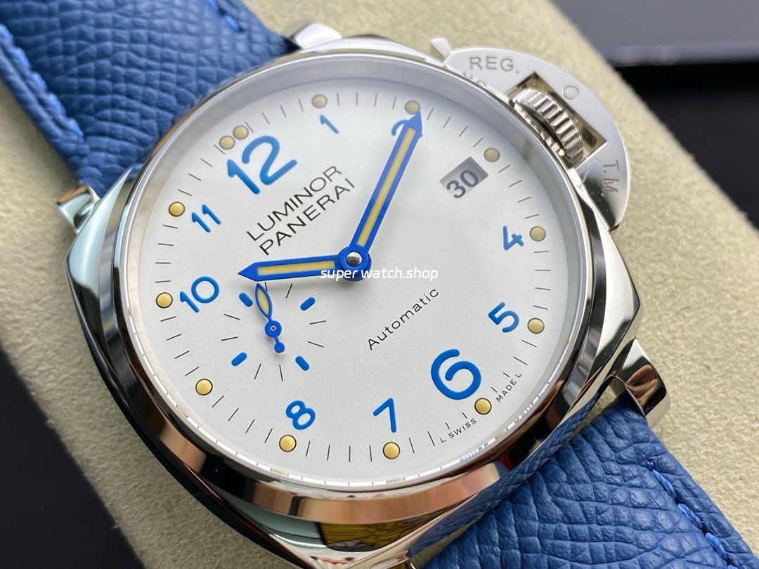 VS Factory Panerai Luminor Due Pam 00906 42mm Steel Leather Strap White Dial - Image 2