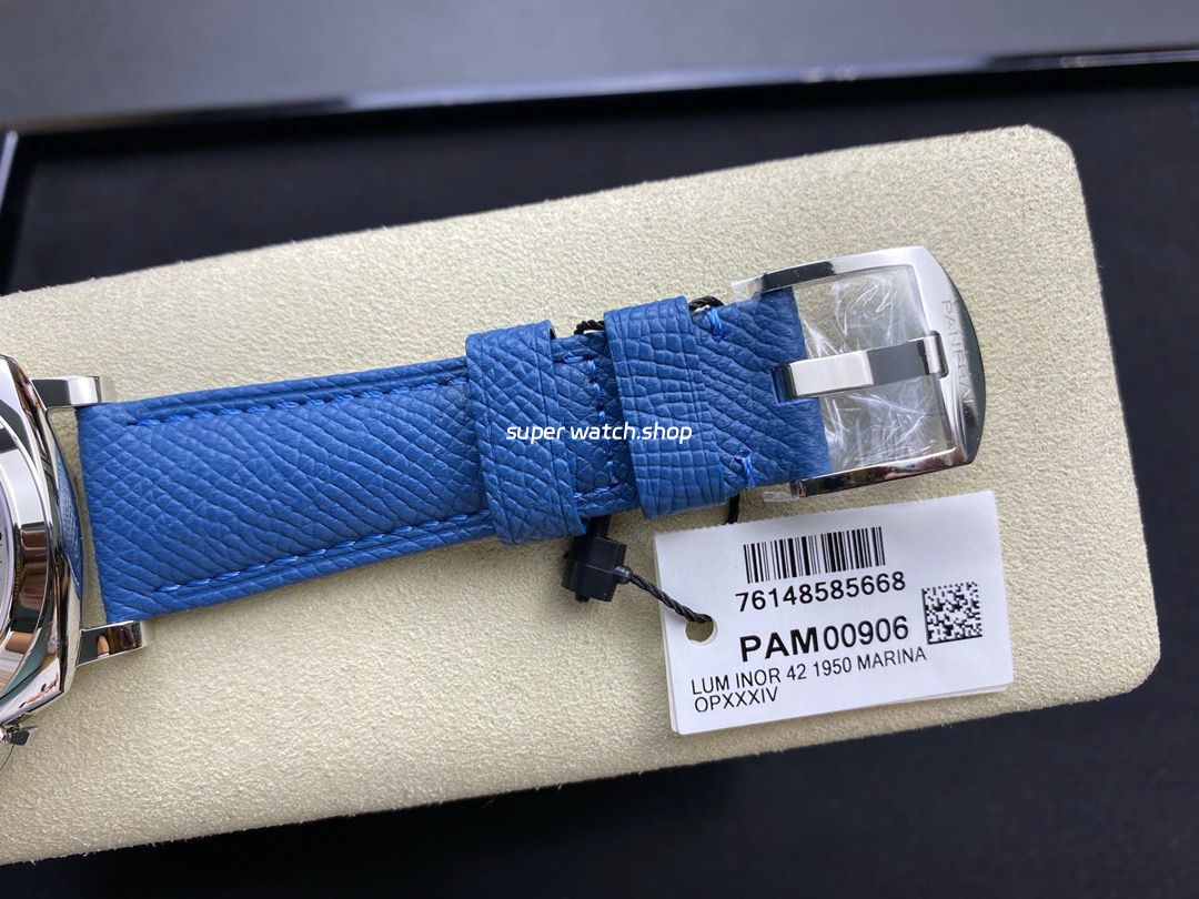 VS Factory Panerai Luminor Due Pam 00906 42mm Steel Leather Strap White Dial - Image 8
