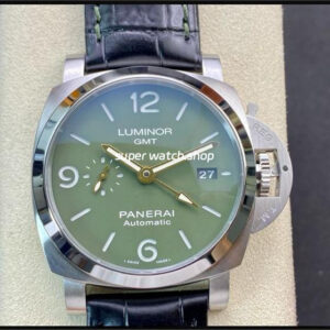 VS Factory Panerai Luminor GMT PAM 01056 44mm Steel Leather strap Green Dial
