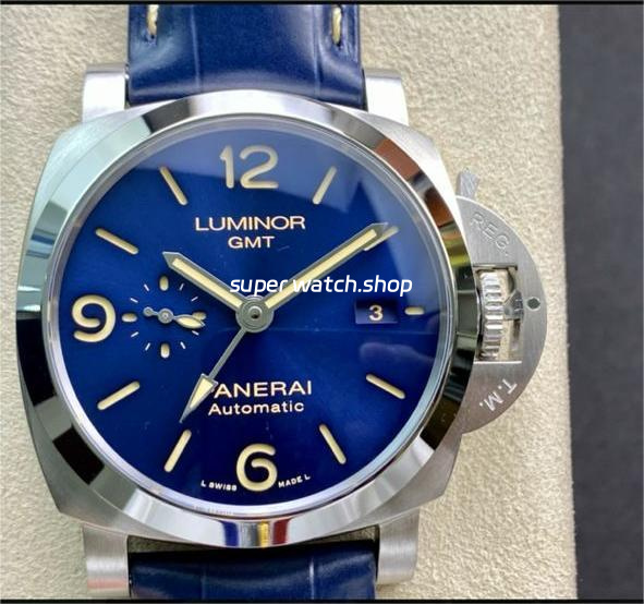 VS Factory Panerai Luminor Gmt Pam01033 44mm Steel Leather Strap Blue Dial